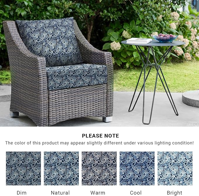 Outdoor Cushions for Patio Furniture,Outdoor Seat Cushion Set 24 x 24 x 4 Inch,Waterproof & Fade Resistant Outdoor Chair Cushions, Patio Chair Cushion, Green Paisley