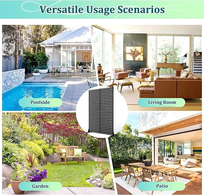 Metal Privacy Screen Outdoor Privacy Screen, Freestanding Fence Panel for Outside, 72''HĂ47''W, Decorative Screen Panel for Backyard/Patio/Deck