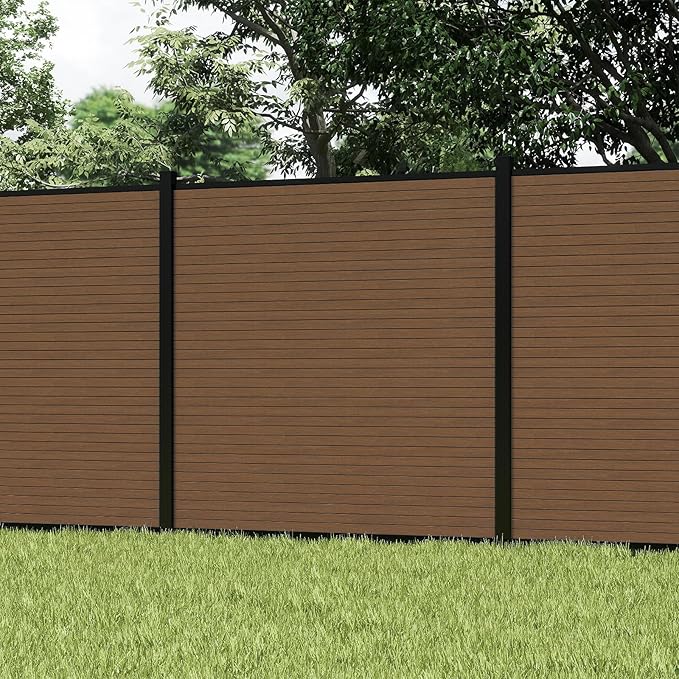 Privacy Fence Panels for Outside with 2 Post, 6' × 6' Windproof Composite Fence Cover Privacy, Garden Fencing Panel for Yard Pool Equipment Trash Can(Poured Concrete, Brown)