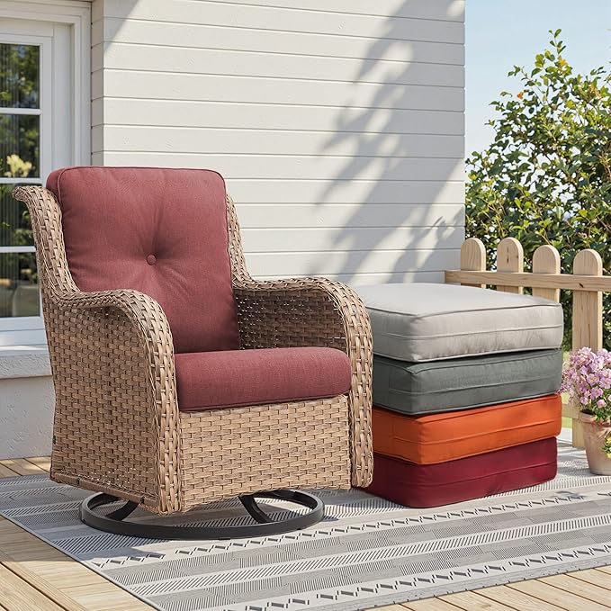 Patio Cushions for Outdoor Furniture - 22" x 25" x 4" UV Resistant Thick Foam Cushions Water Resistant Replacement Cushion for Outdoor Patio Furniture Chair/Sofa/Couch | Red | 6-Pack |