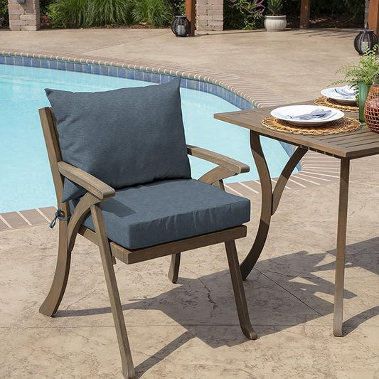 Arden Performance Outdoor Cushion Set, 21 x 21, Patio Cushion, Rain-Proof, Fade Resistant, Denim Alair