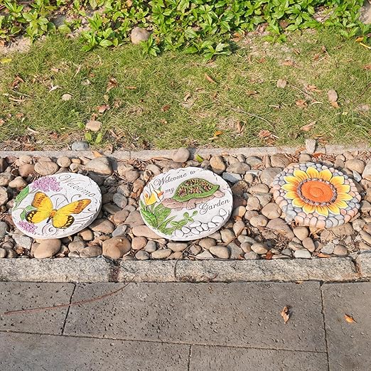 Outdoor Garden Decor Stepping Stones - Resin Tortoise Decorative Stones Pavers for Garden Decor for Outside Walkway Yard 9.5 * 9.5 * 0.5 Inch