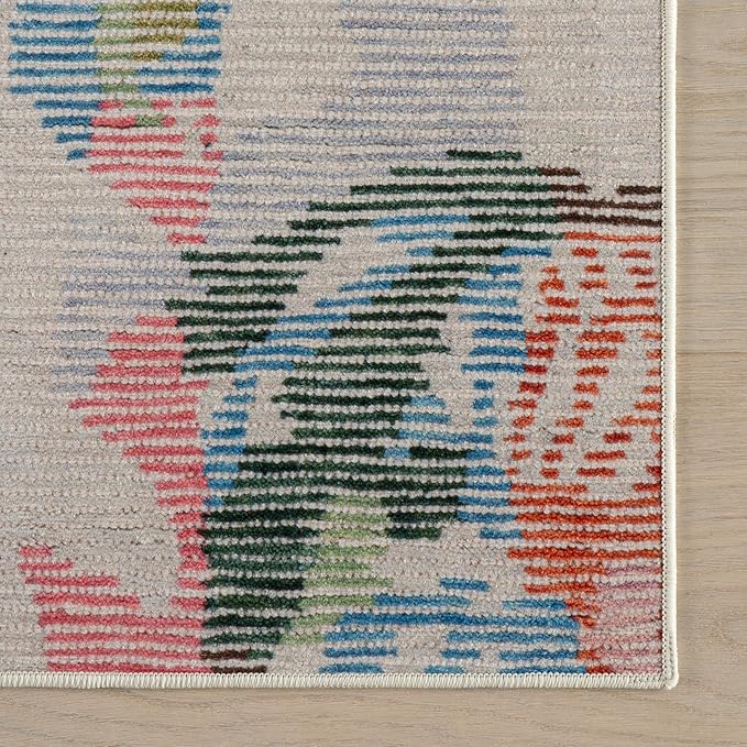 Dash & Albert Bloom Multi Machine Washable Rug, 4 X 6 Feet, Blue/Ivory Floral Pattern