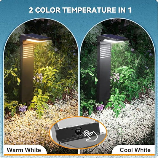 Solar Pathway Lights 8 Pack with Warm White and Cool White Mode, Modern Solar Path Lights Outdoor Waterproof, Perfect Solar Lights for Backyard, Lawn, Driveway, Walkway, Garden Decorative.