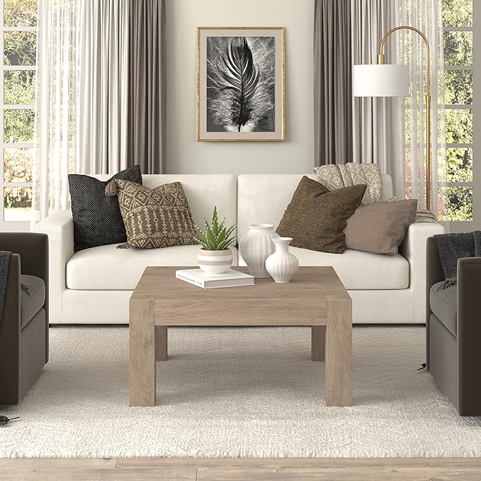 Henn&Hart Langston Coffee Table, 34" Wide,Grey