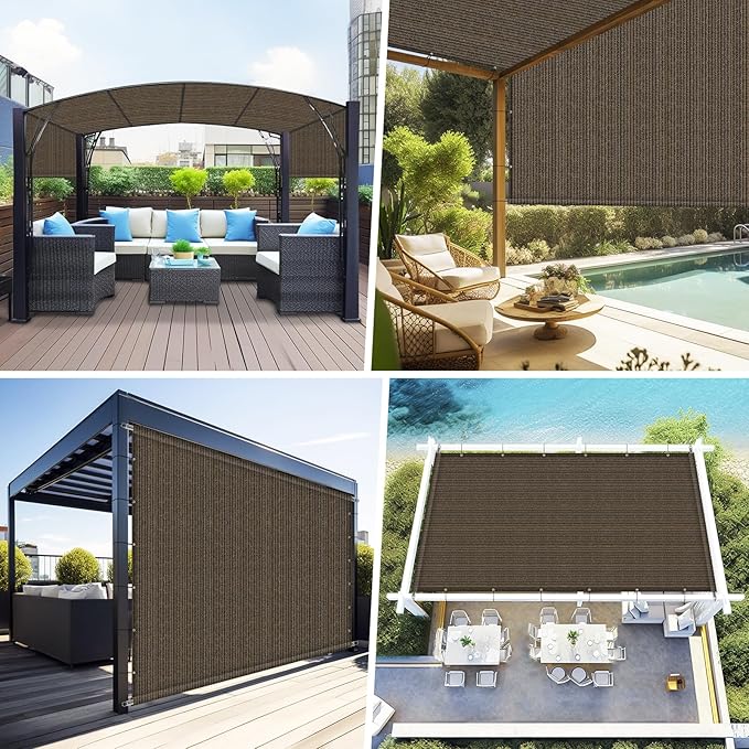 Shade&Beyond 6'x16' Pergola Shade Cover with Weighted Rods & Grommets, 90% UV Block Outdoor Sun Shade Cloth Canopy Replacement Cover for Patio Porch, Mocha