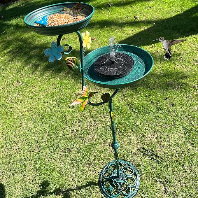 Bird Bath for Outside, 43" Tall Bird Baths and Feeders for Outdoors, Cast Iron Bird Bath and Feeder Combo, Metal Heavy Duty Birdbath Pedestal, Floral Decorative Birdbaths for Outdoor Garden