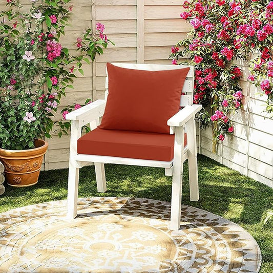 Waterproof Patio Cushions for Outdoor Furniture, Fade Resistant Back Pillow and Seat Cushion Set for Couch Replacements, 19 x 19 Inch, Rust, 1 Set