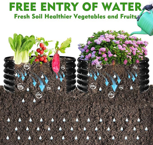 17" Tall Round Outdoor Garden Raised Garden Bed Kits-0.8MM Thick Metal Raised Planter Bed/Ground Planter Box for Variety of Flowers,Herbs,Vegetables,Trees (Black, 40 Dia X 16.5 inches)