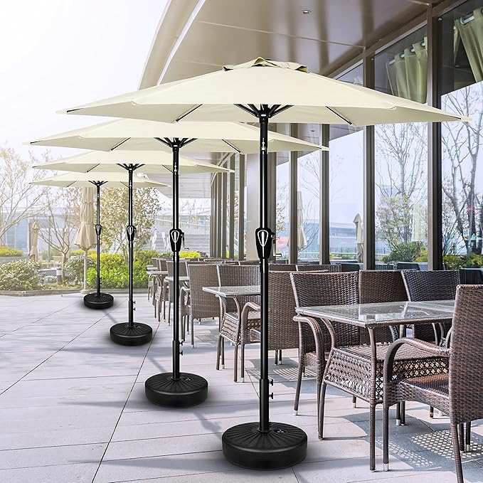 Simple Deluxe 2 Pack 7.5' Patio Umbrella Outdoor Table Market Yard Umbrella with 6 Sturdy Ribs for Backyard, Pool, Garden, Deck, Creamy White