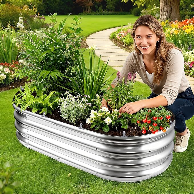 2 Sets 4 x 2 x 1 ft Raised Garden Bed Liner Bag, Breathable Grow Bed Fabric Liners with Clips and Gloves, Garden Box Non Woven Bag for Outdoor Plants Growth Keep Soil Isolation (No Garden Bed)