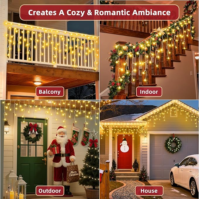 1620 LED Christmas Lights Outdoor 164 FT with 360Drops, Christmas Decorations Hanging Lights 12 Modes, Dimmable Fairy String Lights for Wedding Party Holiday Winter Wonderland Decor Warm White