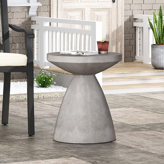 Christopher Knight Home Bissell Outdoor Side Table - Lightweight Concrete - Concrete Finish