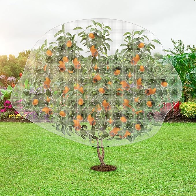 PURPLE STAR 1N 6.2 x 8.2 Feet Insect Bird Barrier Netting Mesh with Drawstring, Garden Bug Netting Plant Cover for Protect Plant Fruit Flower from Insect Bird