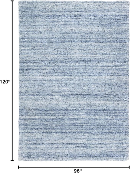 Dash & Albert Nordic Blue Hand Loom Knotted PeRug, 7.5 X 9.5 Feet, Blue Stripe Pattern