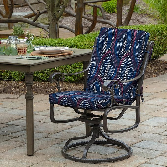 Arden Outdoor Dining Chair Cushion, 20 in x 20 in, Patio Cushion for Patio, Dining, or Rocking Chairs, Sapphire Liberty Mosaic