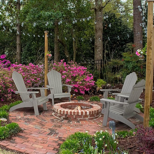 hOmeHua Oversized Adirondack Chair, HIPS Adirondack Chairs Weather Resistant with Cup Holder, Plastic Outdoor Chair for Patio, Backyard Deck, Fire Pit Lawn Porch (Grey)