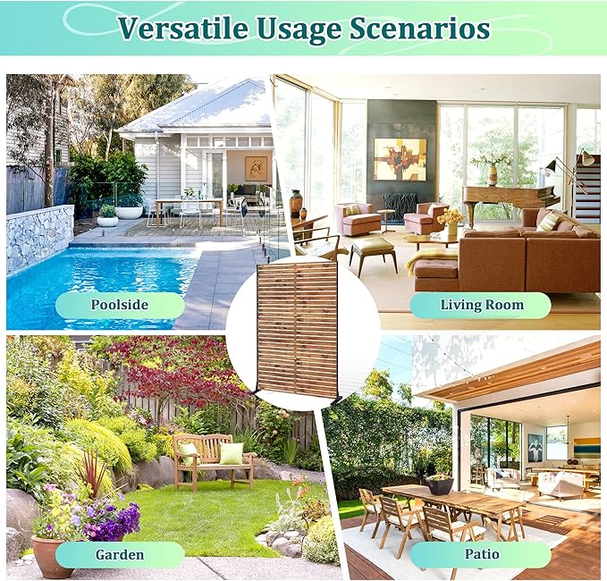 Metal Privacy Screen Outdoor Privacy Screen, Freestanding Fence Panel for Outside, 72''HĂ47''W, Decorative Screen Panel for Backyard/Patio/Deck