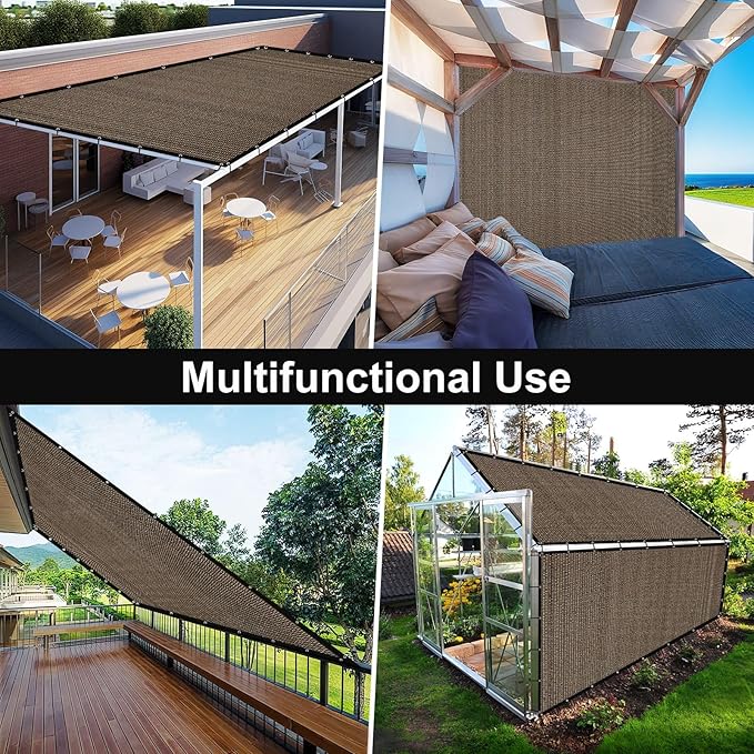 Artpuch 90% Sun Shade Cloth, 10 x 10 FT Pergola Shade Cover Canopy with Grommets, Sun Screen Fabric Tarp for Patio, Outdoor, Garden, Backyard, Mocha