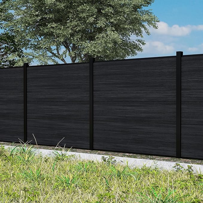 72" W x 72" H Outdoor Privacy Fence with Sturdy Alloy Post, Tall Wind Resistant Fence Covering Privacy for Yard Backyard Garden and Swimming Pool(Black,2 Post)