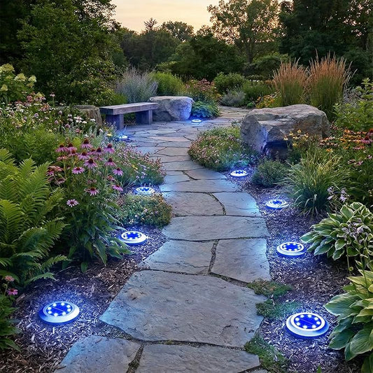 Solar Lights Outdoor,8 Pack Solar Garden Lights for Pathway,Yard,Deck,Lawn,Patio,Walkway,Driveway,Step(Blue)