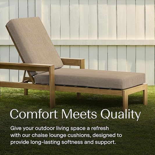 Honeycomb Outdoor Heritage Chaise, 22.5" W x 70" L, Textured Solid Birch Tan Chair Cushion for Patio Furniture