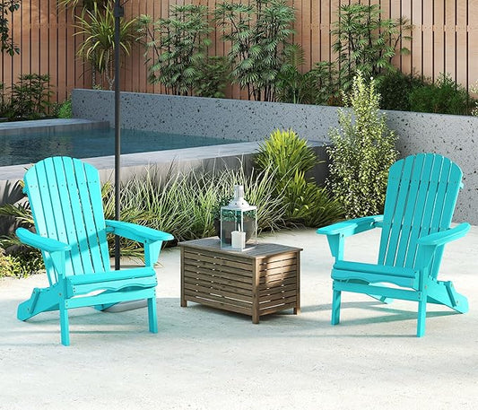 Outdoor Wooden Folding Adirondack Chair with Pre-Assembled BackRest & SeatBoard, Accent Furniture for Patio Backyard Garden Porch Deck Pool Firepit
