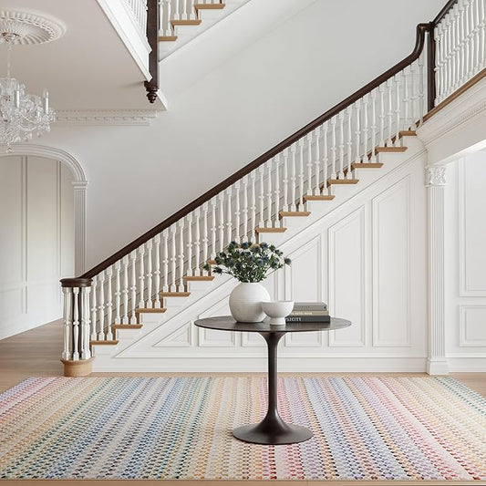Dash & Albert Poppy Multi Machine Washable Rug, 9.5 X 13.5 Feet, Multicolored Geometric Pattern