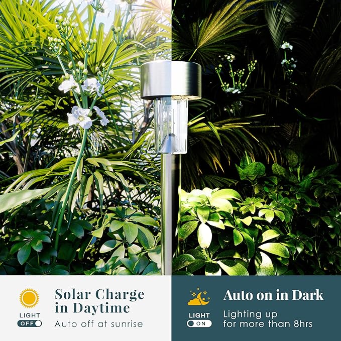 SOLPEX Solar Garden Lights Outdoor, 6 Color 12 Pack Stainless Steel Led Pathway Lights,Halloween/Christmas Solar Decorative,Christmas Decor for Patio, Lawn, Yard,Landscape and Walkway