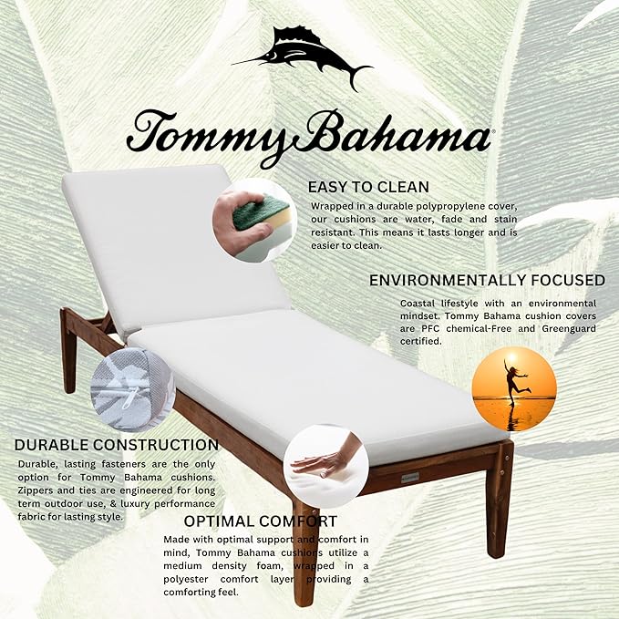 Tommy Bahama Chaise Cushion, 23" X 75" X 2.5", Bamboo Bay Bone