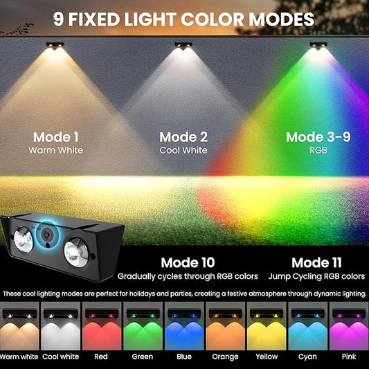 SOLPEX Solar Fence Lights Outdoor, 9 Fixed Colors & Color Changing Fence Solar Lights Outdoor Waterproof IP65, LED Deck Lighting for Halloween Wall Backyard Step Railing Patio Pool Porch(12 Pack)