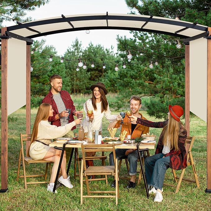 Universal Canopy Cover Replacement for 17x6.8 Ft Outdoor Pergola Structure, Garden Pergola Shade for Gazebo Patio Porch Balcony, Outdoor Waterproof Pergola Canopy Top(Cover Only) (Beige)