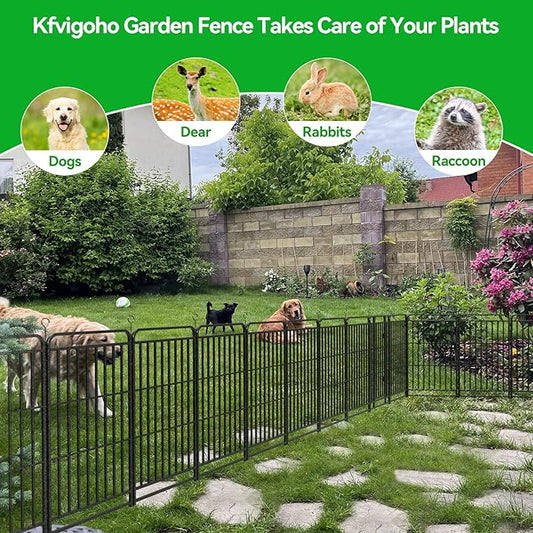 24 Panels No Dig Garden Fence 54 ft(L) X 40 in(H) Animal Barrier for Yard, Patio, Garden Borders, Outdoor Decorative Fencing with Thick Pipe Metal Panels