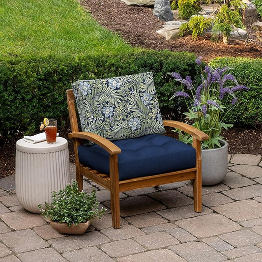 ARDEN Outdoor Plush Modern Tufted Blowfill Deep Seat Set, 24 in x 24 in, Weather-Proof, Rain-Proof, Fade Resistant Patio Cushion, Ultra Cozy Sapphire Morrison Floral