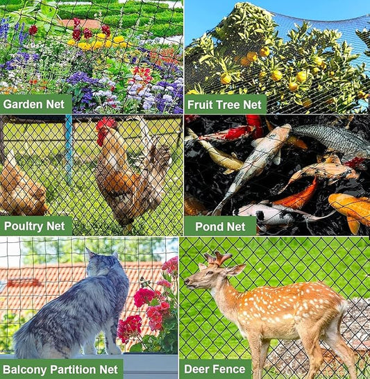 Bird Netting for Chicken Coop 50 X 50 Ft 2" Square Mesh Heavy Duty Chicken Run Netting Roof Cover Against Hawks, Eagles, Owls, UV Resistant, for Garden, Fruit Tree, Plant, Vegetable Protection