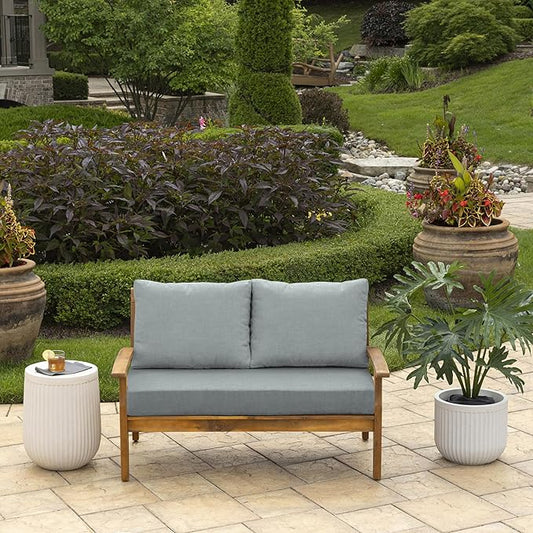 Arden Outdoor Loveseat Cushion Set, 48 x 24, Water Repellent, Fade Resistant, Cushion Set for Couch, Bench, and Swing, Stone Grey Leala