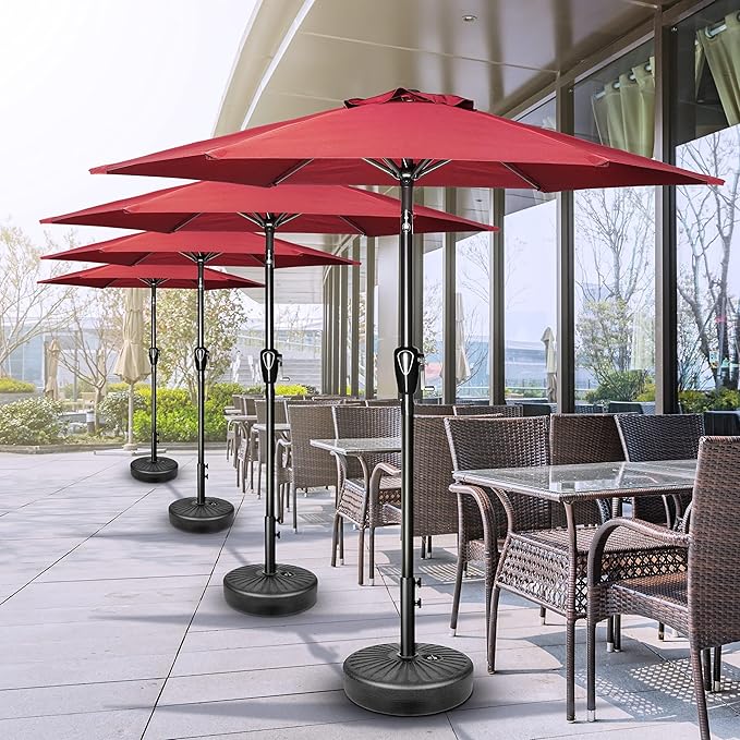 Simple Deluxe 7.5' Patio Umbrella Outdoor Table Market Yard Umbrella with 6 Sturdy Ribs for Backyard, Pool, Garden, Deck, Red