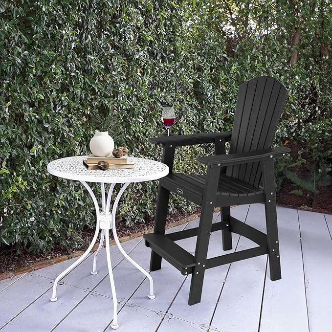 FUNBERRY Tall Adirondack Chair, All Weather High Top Balcony Chairs with Cup Holder