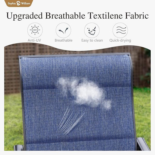 Sophia & William Patio Dining Set 7 Pieces Outdoor Metal Furniture Set, 6 x Patio Dining Swivel Chairs Padded with 1 Umbrella Dining Table for Lawn Garden (Blue)