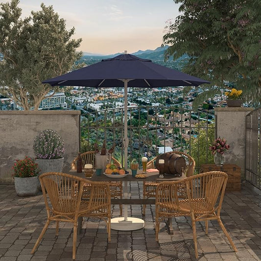 California Umbrella 7.5' Rd Aluminum Patio Umbrella, Crank Lift, Auto Tilt, White Finish