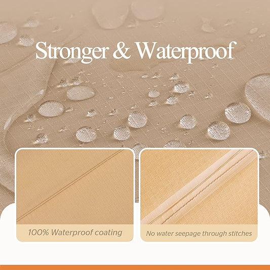 WJ-X3 Round Patio Furniture Cover, 72" D x 31" H, Waterproof, UV Resistant, Anti-Fading Outdoor Cover for Round Dining Table and Chairs Set, Beige