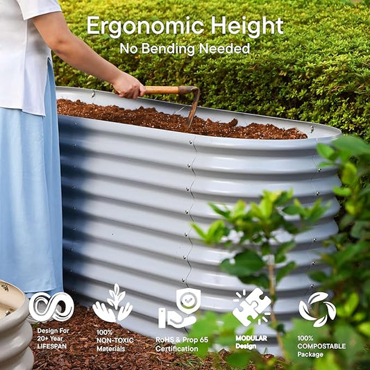 Raised Garden Bed 8x2x2.5 ft, 30" Extra Tall Galvanized Metal Planter Boxes Outdoor, Heavy Duty Flower Bed for Vegetable Fruit Herb, Modular Raised Bed Gardening Large Planters - Brooklyn Grey
