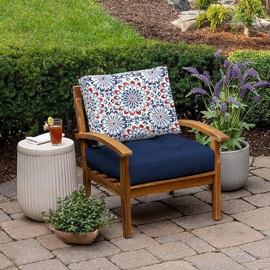 ARDEN Outdoor Plush Modern Tufted Blowfill Deep Seat Set, 24 in x 24 in, Weather-Proof, Rain-Proof, Fade Resistant Patio Cushion, Ultra Cozy 24 x 24, Clark Blue