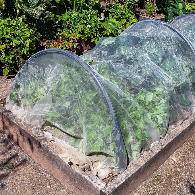 Woanger 10 x 100 FT Garden Netting Ultra Fine Mesh Bird Barrier Insect Netting for Raised Bed Vegetables Fruits Flowers Trees, Plant Row Cover for Garden Greenhouse Patio Protection (White)