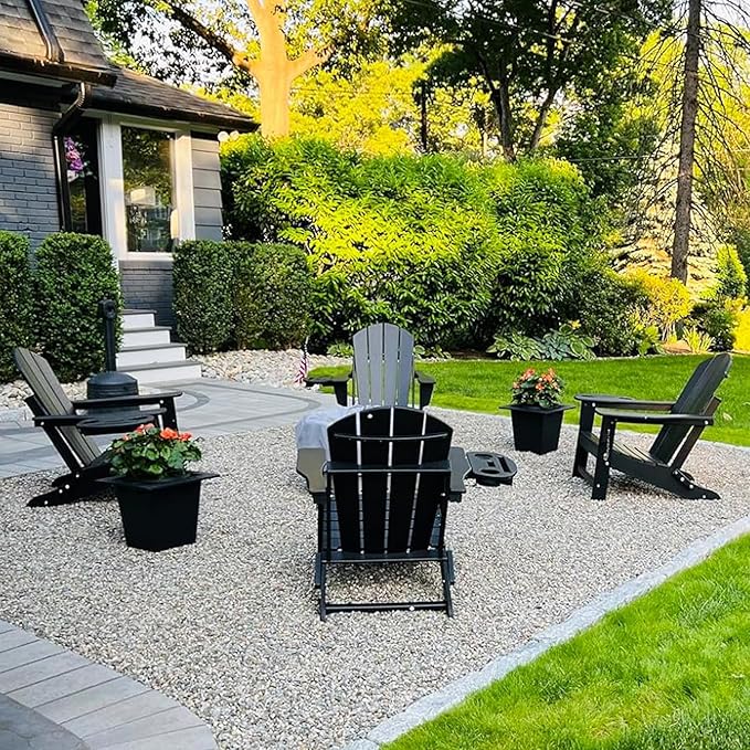 Adirondack Chair, HDPE Folding Adirondack Chair with Multifunctional Cup Holder, Weather Resistant Fire Pit Chair for porches, patios, patios, poolsides, Decks.