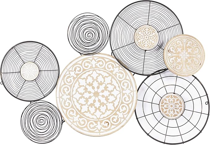 Deco 79 Metal Plate Home Wall Decor Wall Sculpture with Intricate Pattern, Wall Art 41" x 25" x 28", Black