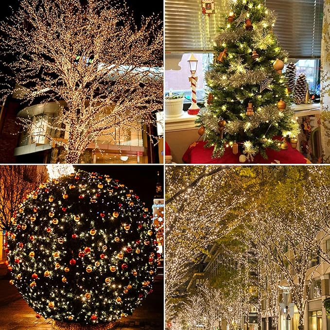 Solar String Lights for Outside,100FT 300 LEDs Solar Fairy Lights,Waterproof 8 Modes Button Outdoor String Light for Patio Garden Backyard Tree Wedding Christmas,Copper Wire,Warm White