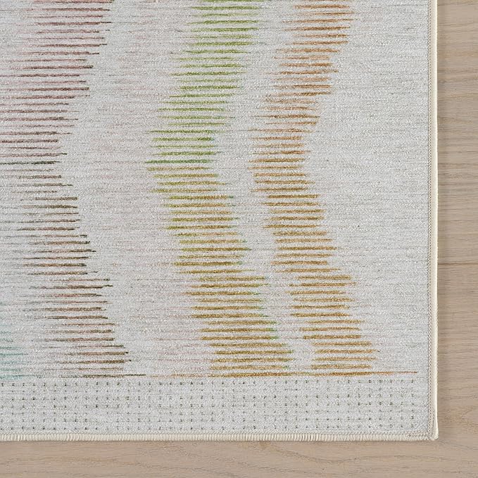 Dash & Albert Zarek Multi Machine Washable Rug, 4 X 6 Feet, Multicolored/White Chevron Pattern