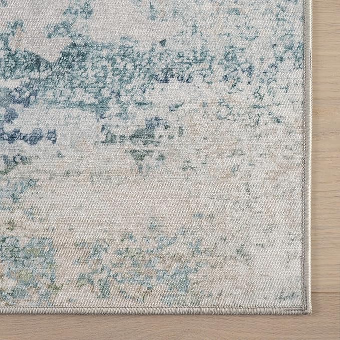 Dash & Albert Blaire Mineral Machine Washable Rug, 2.5 X 8 Feet, Multicolored/Blue Graphic Pattern