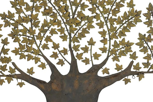 Deco 79 Metal Tree Home Wall Decor Indoor Outdoor Wall Sculpture with Leaves, Wall Art 93" x 2" x 41", Brown